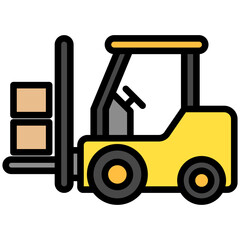 Forklift lineal multi color icon. related to heavy machinery industry, construction theme. best for UI, UX, app and web development.
