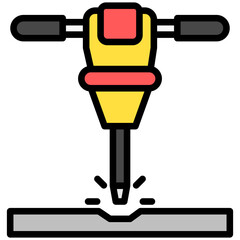 Jackhammer lineal multi color icon. related to industry, construction theme. best for UI, UX, app and web development.