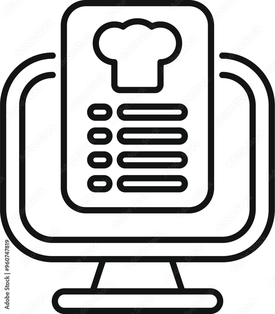 Poster simple vector showing online menu on a computer, great for apps or websites