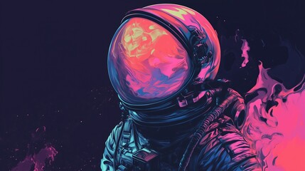 Psychedelic Retro Wave Astronaut