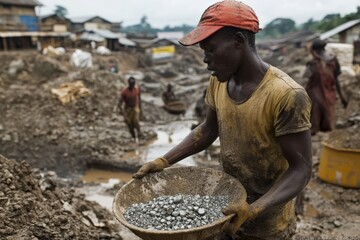 black man mining diamonds in africa