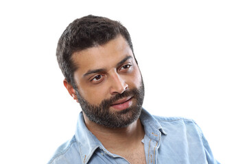 Obraz premium male model with beard posing on neutral background