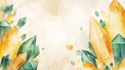 Yellow and Green Crystals Facebook Cover with copy space, Background, AI Generated