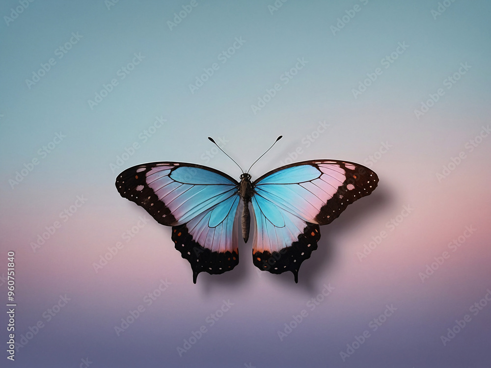 Aufkleber an elegant butterfly with wings made of gradient mesh, where the colors shift subtly from one shade 