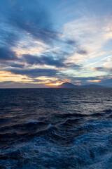 Sunset in the Aegean sea, somewhere around Greece, from the open deck of a cruise ship