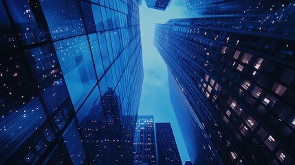 Cityscape with modern building office skyscrapers, wallpaper background