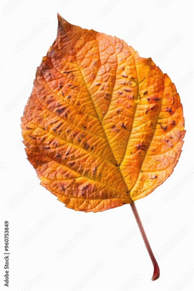 Poster a close-up shot of a single leaf on a plain white background