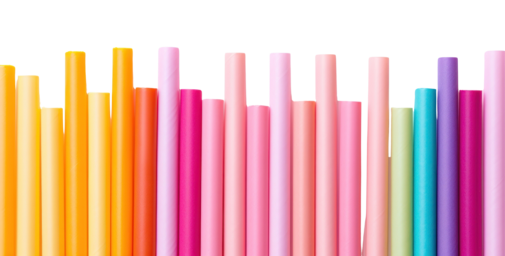 PNG Colorful straw on the white background