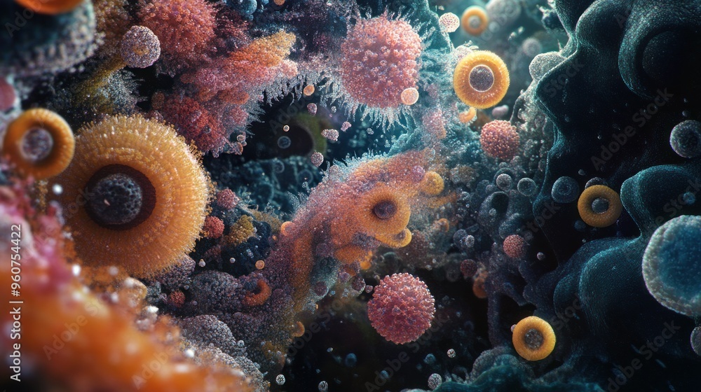 Poster Abstract Macro View of Colorful Microorganisms