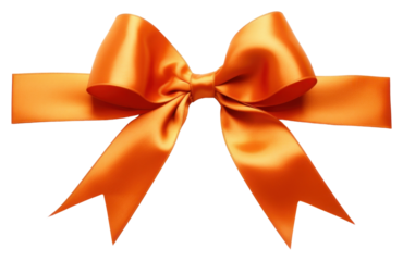 PNG Orange ribbon bow on the white background