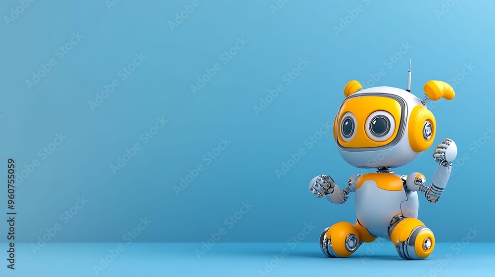 Aufkleber playful futuristic robots - colorful abstract 3d illustration with copy space for text