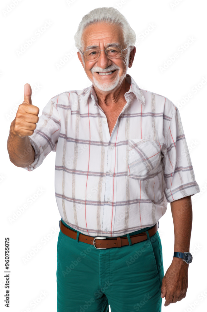 Poster PNG Mexican man showing thumb up on the white background