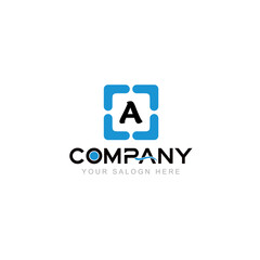 Letter A Logo Vector Design Illustration with Company Name and Your Text Here . Logo Template on white background.