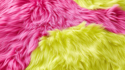 Obraz premium seamless pattern of fluffy fur, showcasing a neon ombre gradient from bright yellow to electric pink,