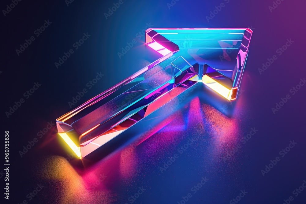 Poster a bright neon letter k on a dark black surface, ideal for use in designs related to key concepts or 