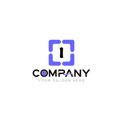 Fototapeta premium Letter I Logo Vector Design Illustration with Company Name and Your Text Here . Logo Template on white background.