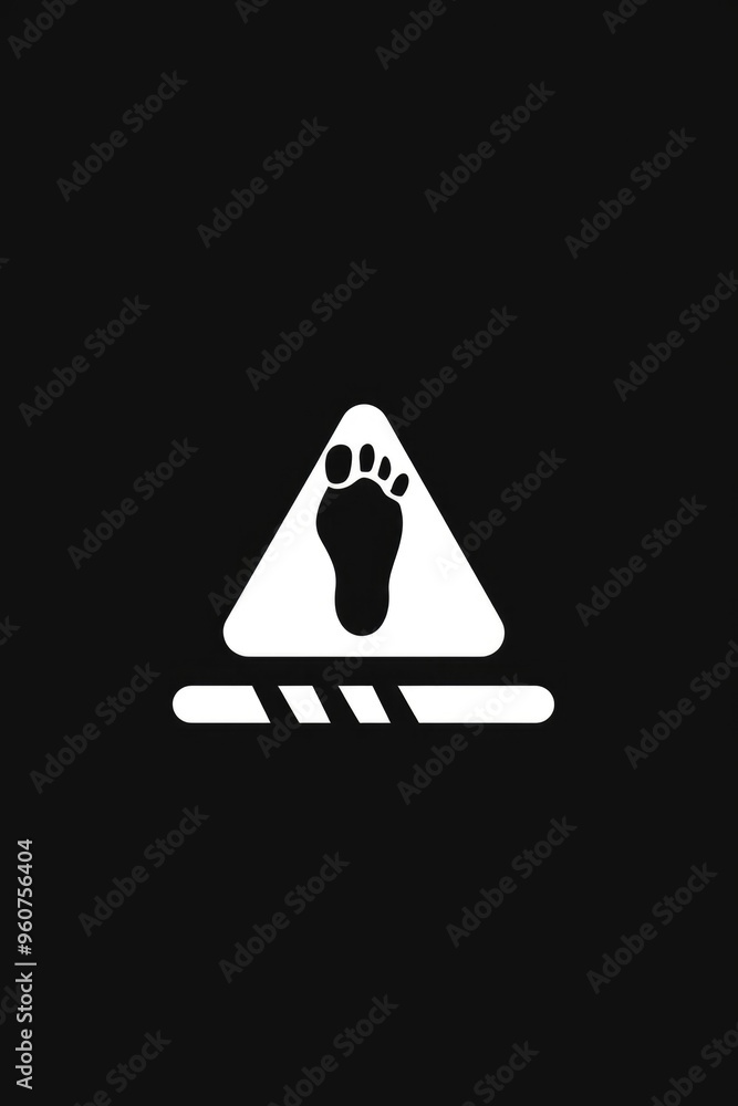 Poster a stylized illustration of a black and white triangle with a footprint, suitable for use in abstract