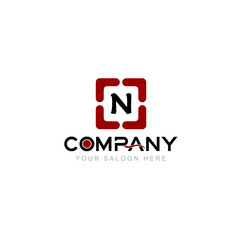 Letter N Logo Vector Design Illustration with Company Name and Your Text Here . Logo Template on white background.