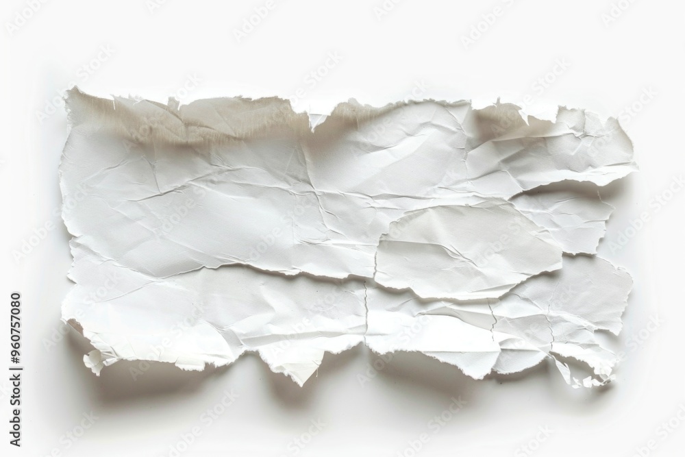 Poster a piece of white paper with torn edges, suitable for use in creative projects or as a design element