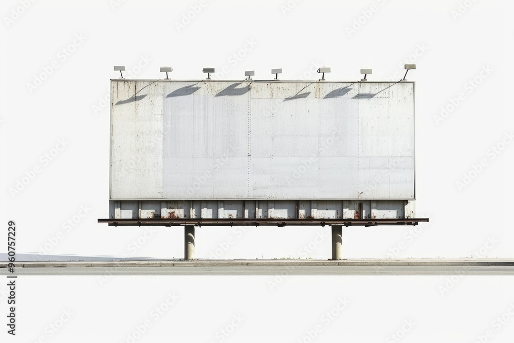 Poster a deserted highway with a blank billboard, perfect for representing isolation or emptiness