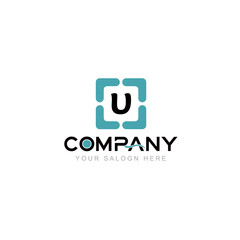 Letter U Logo Vector Design Illustration with Company Name and Your Text Here . Logo Template on white background.