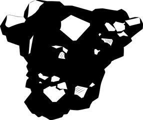 Shape of natural rough spessartine gemstone. Vector illustration of gemstone spessartine. Spessartine is a precious mineral of the garnet family. Illustration meticulously details the gemstone's facet © SP--design