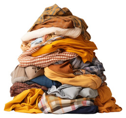 PNG Stacks of clothing on the white background