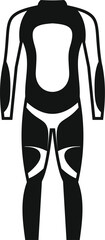 Simple black wetsuit icon, representing protective gear for various water sports and activities