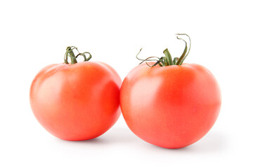 Fresh red tomatoes on white background