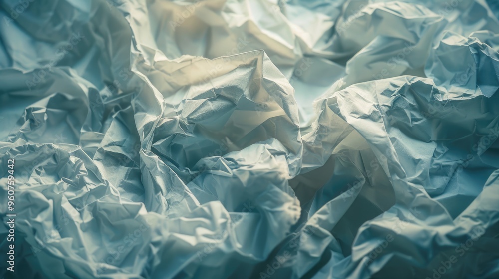 Poster a pile of crumpled paper sits on a table, waiting to be sorted or discarded