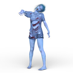 女性ゾンビ　3DCGレンダリング