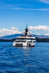 A superyacht by the coast of Corfu, Greece
