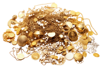 PNG Gold jewelry on the white background