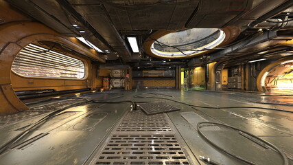 宇宙船通路　3DCGレンダリング © tsuneomp