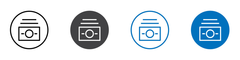 Cash bills icon flat editable icon mark set.