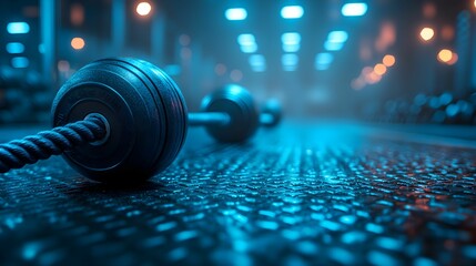 Naklejka premium sport, aktywność fizyczna, sprzęt sportowy, buty do biegania, hantle, woda, bidon, podłoga w siłowni, dynamiczny, ruch, energia, fitness, trening, siłownia, kondycja, bieganie, ćwiczenia, zdrowy styl 