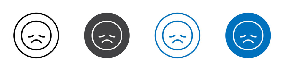 Disappointed emoji icon flat editable icon mark set.
