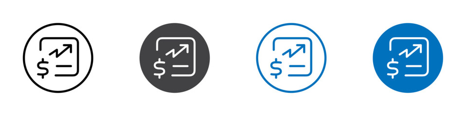 Dollar chart icon flat editable icon mark set.