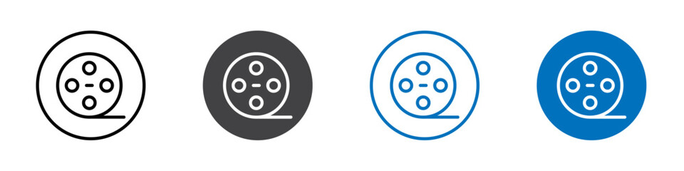 Film icon flat editable icon mark set.