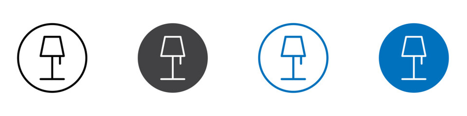 Lamp icon flat editable icon mark set.