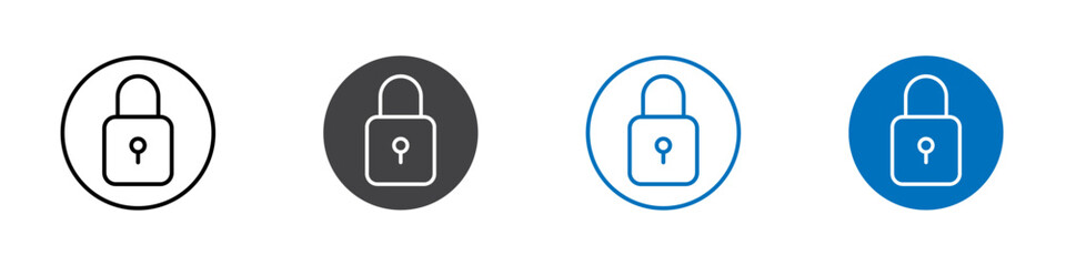 Lock icon flat editable icon mark set.