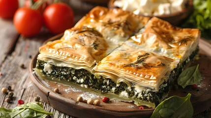 Greek Spanakopita With Spinach And Feta Cheese.
