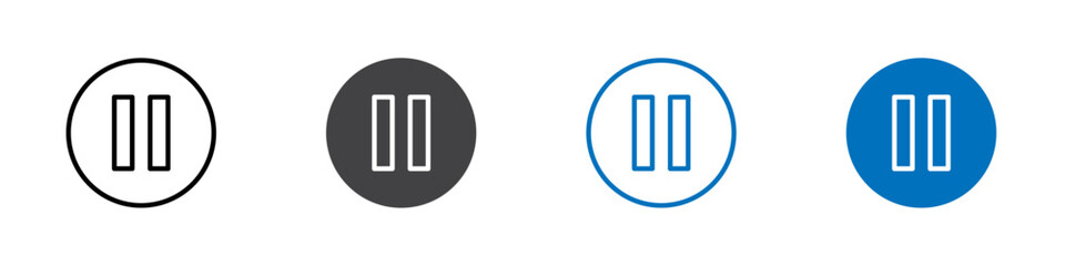 Pause icon flat editable icon mark set.