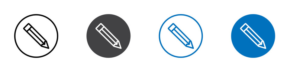 Pencil icon flat editable icon mark set.