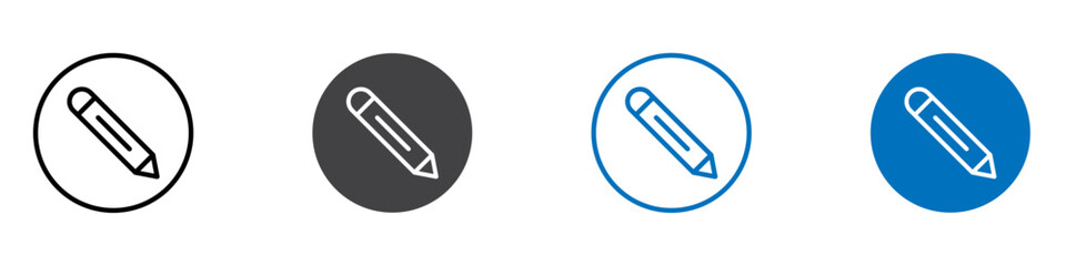 Pencil icon flat editable icon mark set.