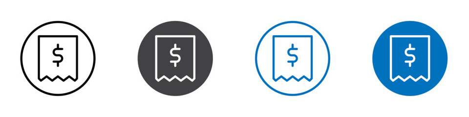 Reciept icon flat editable icon mark set.