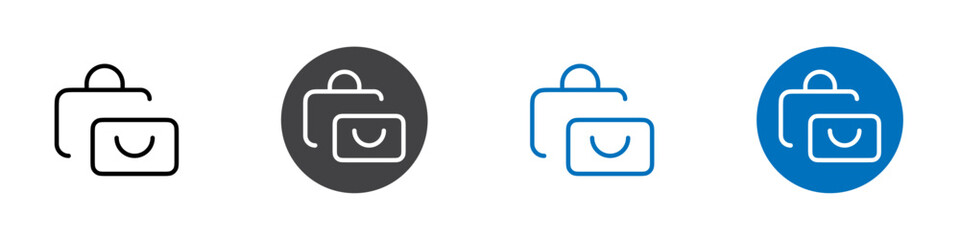 Shopping bags icon flat editable icon mark set.