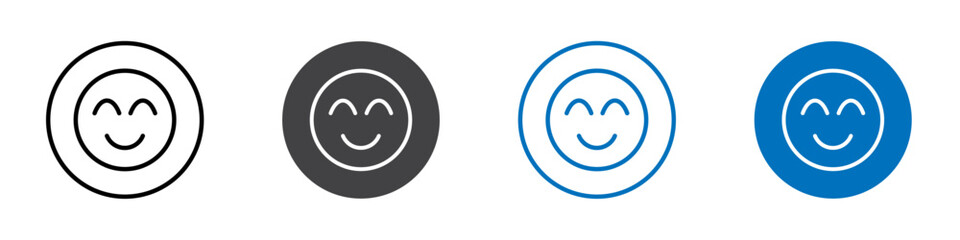 Smile icon flat editable icon mark set.
