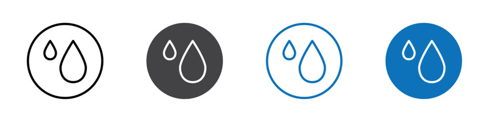 Water drops icon flat editable icon mark set.