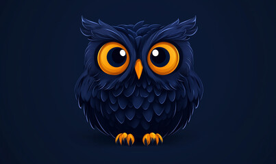 Naklejka premium Detailed Owl Mascot Logo in Corduroy Material: A Frontal Perspective for Branding